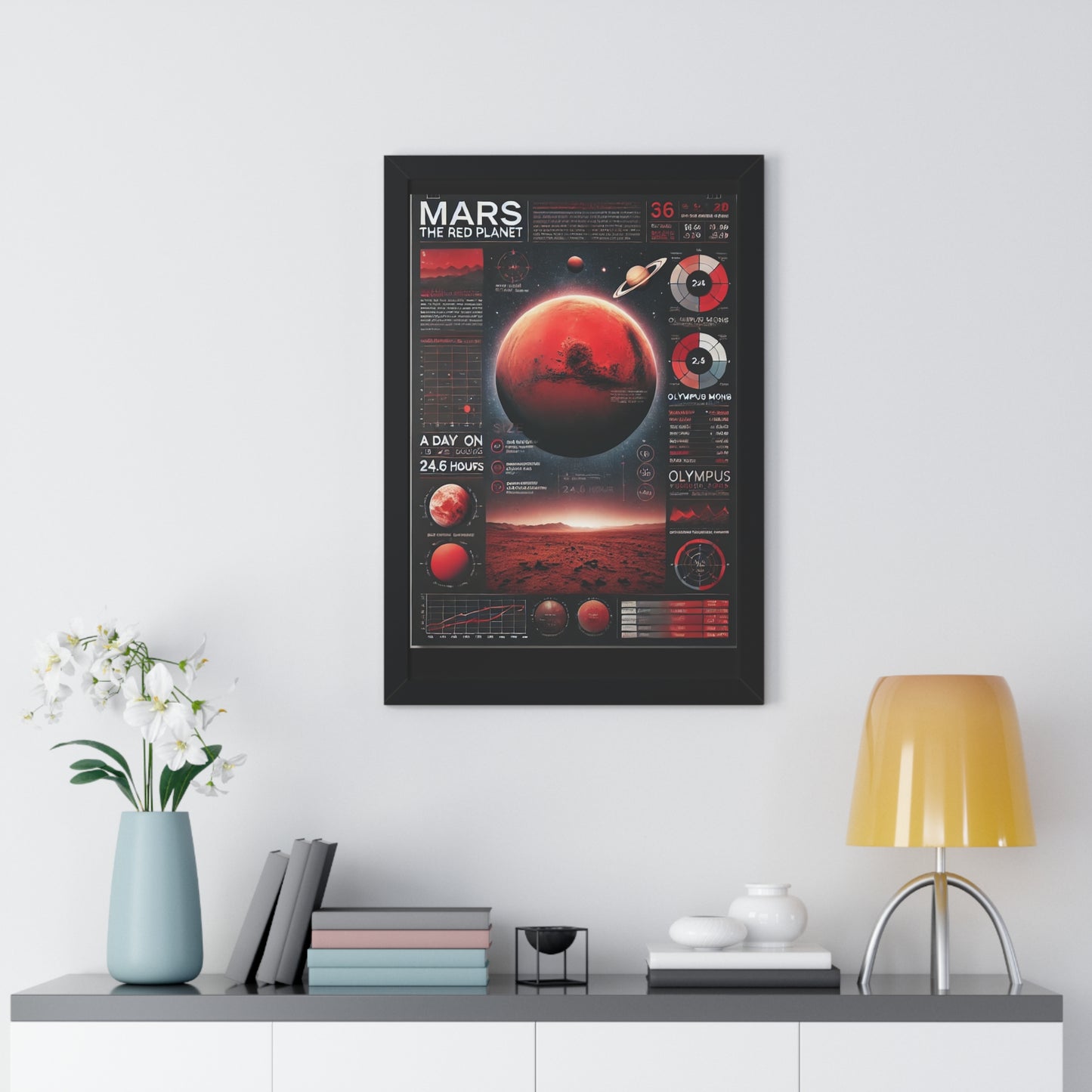 Mars Vertical Poster | Space Art | Science Decor for Astronomy Lovers