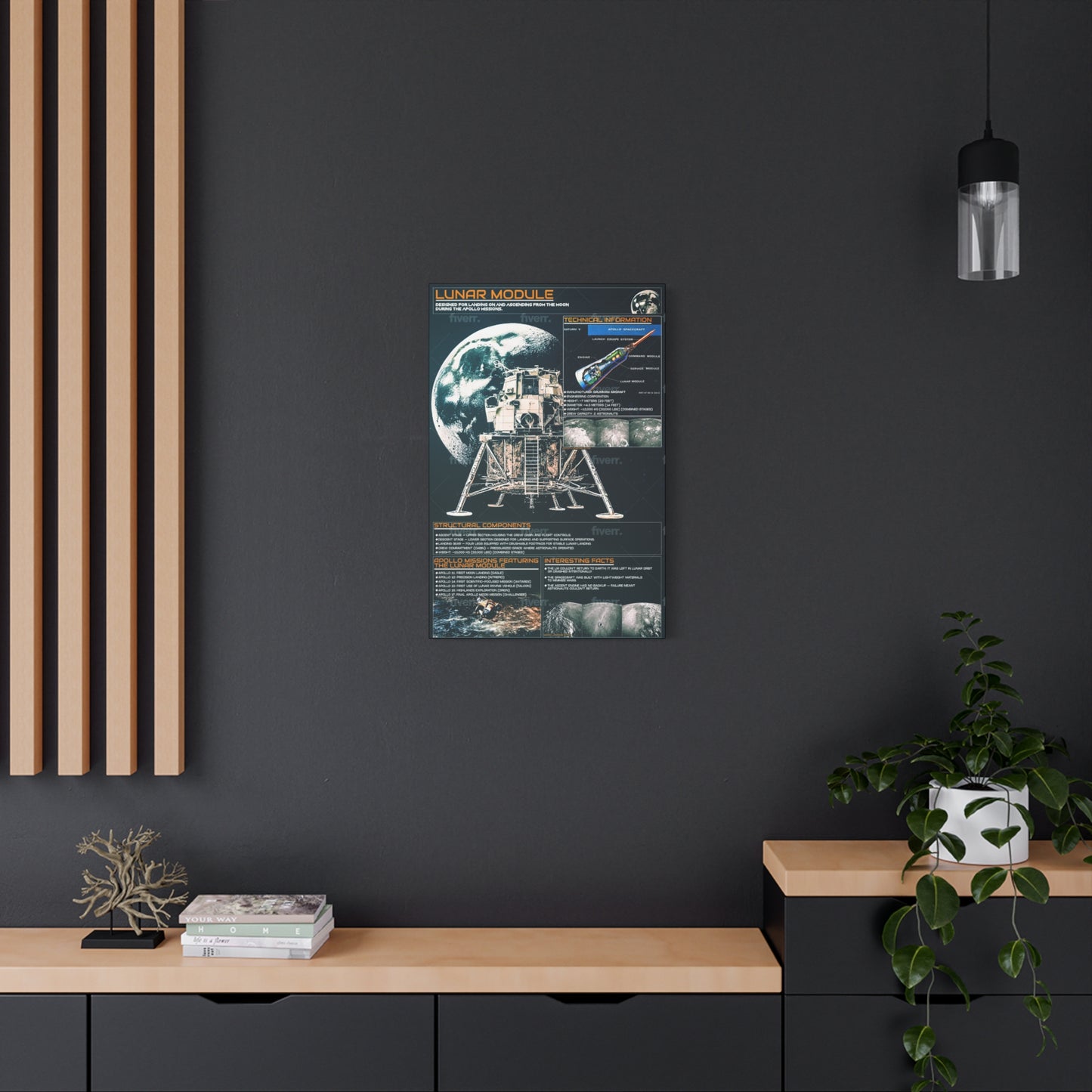 Lunar Module Art Print - Apollo Missions Decorative Wall Canvas